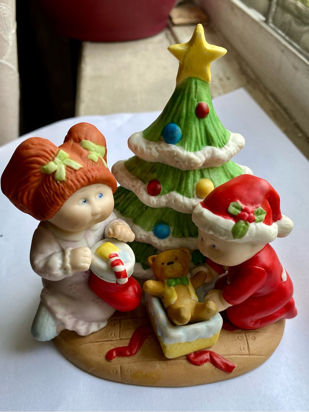 VTG 1984 Cabbage Patch Kids Christmas Day Porcelain Figurine Xavier Roberts
